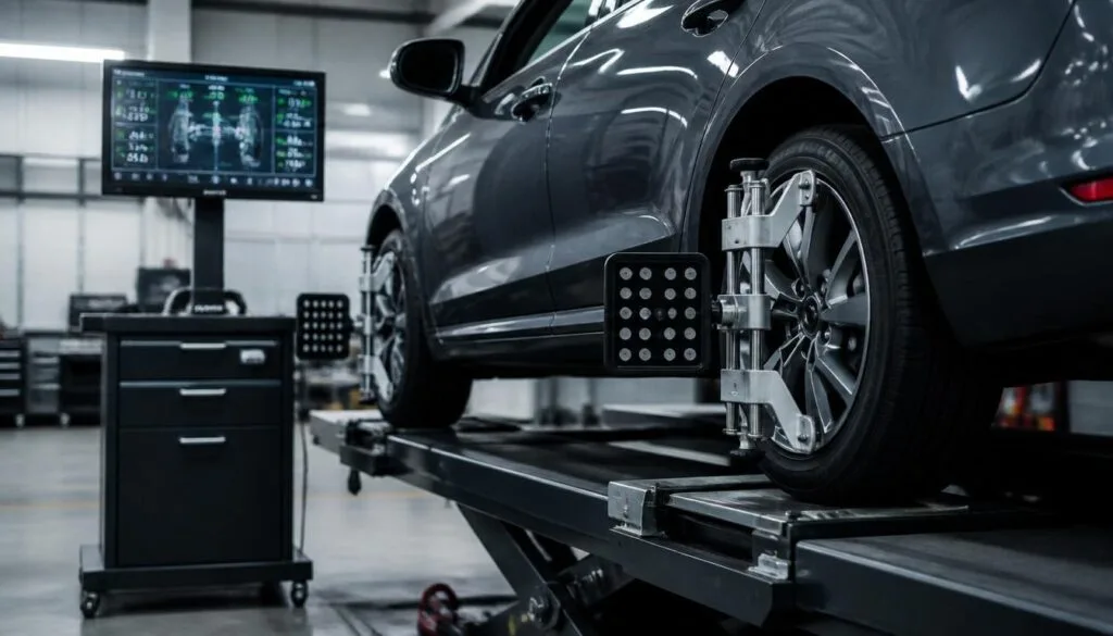 Professionelle 3D Achsvermessung und Spureinstellung nach Fahrwerksreparatur