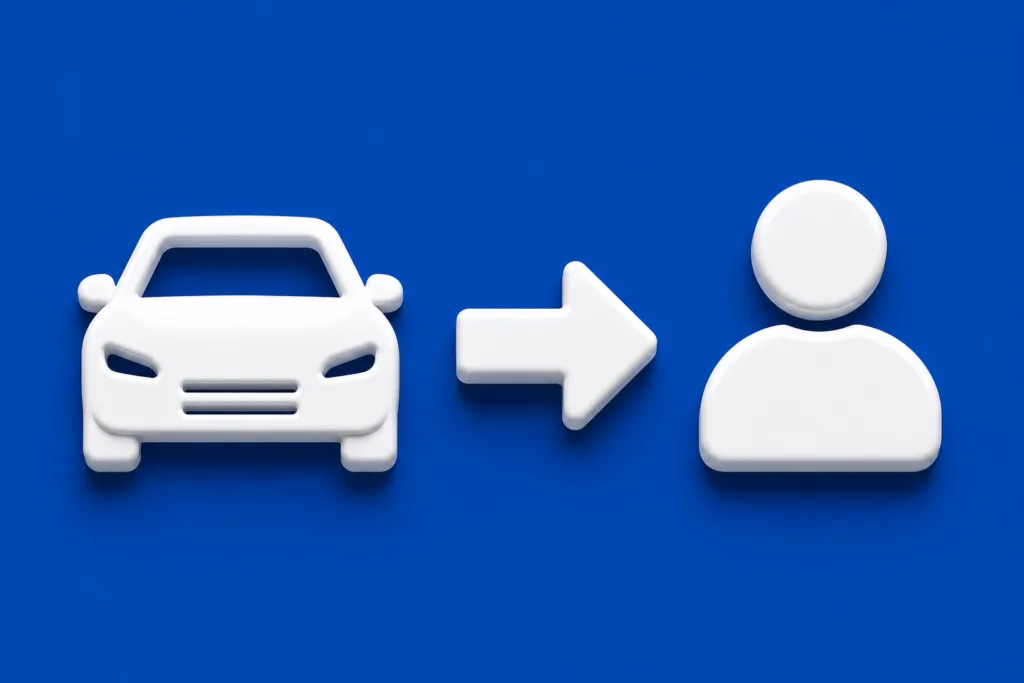 Piktogramm Werkstatt übergibt Fahrzeug zurück and Kunden